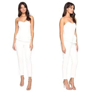 Adelyn Rae White Peplum Ruffle Jumpsuit